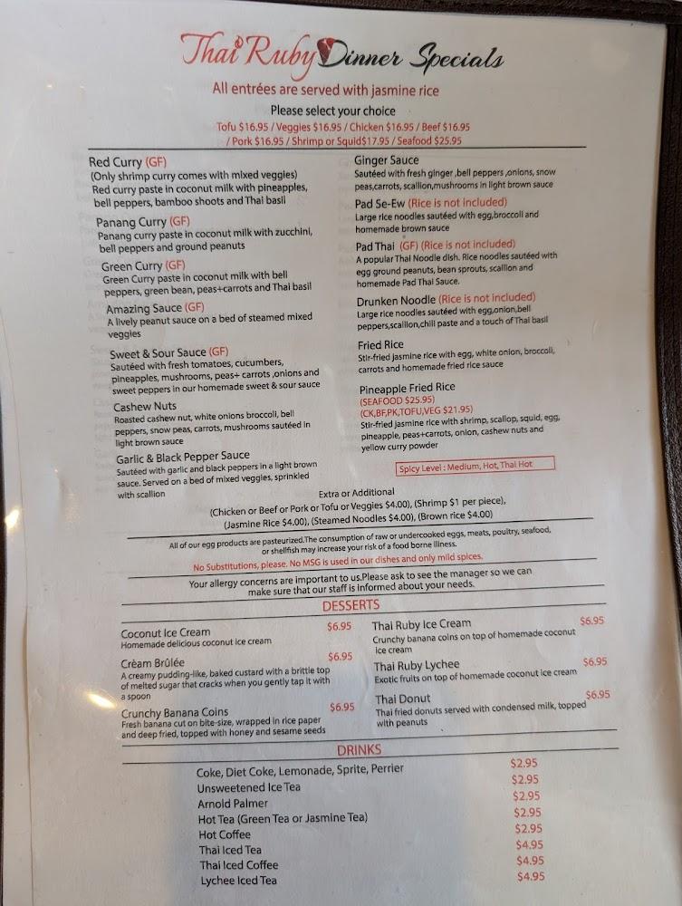 Thai Ruby At Lake Sumter Menu image 1