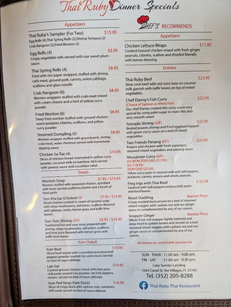 Thai Ruby At Lake Sumter Menu image 2